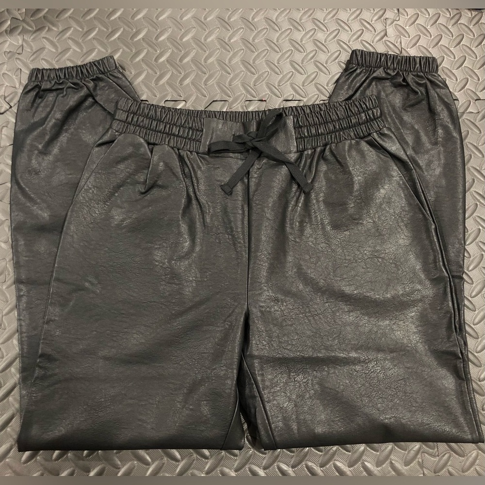 610. NWT!!Dance & Marvel Faux Leather Black Joggers